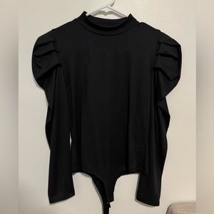 Smoke&Mirrors Black Puff Sleeve Longsleeve Bodysuit